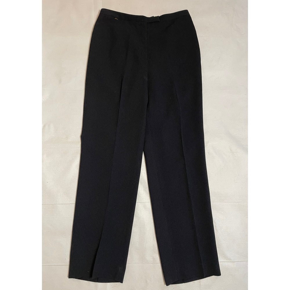 Tahari Black Pindot Straight Leg Pants Size 10